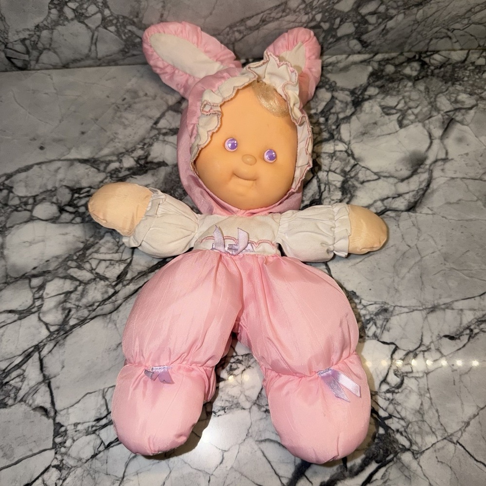 Vintage 1991 Fisher Price Puffalump KIDS plush PINK Baby Doll with Bunny Ears